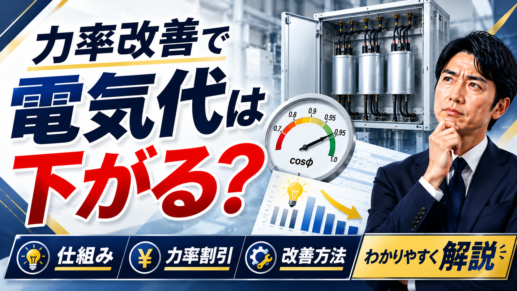 2026年07月25日 更新 力率改善で電気代は下がる？仕組み・力率割引・改善方法までわかりやすく解説