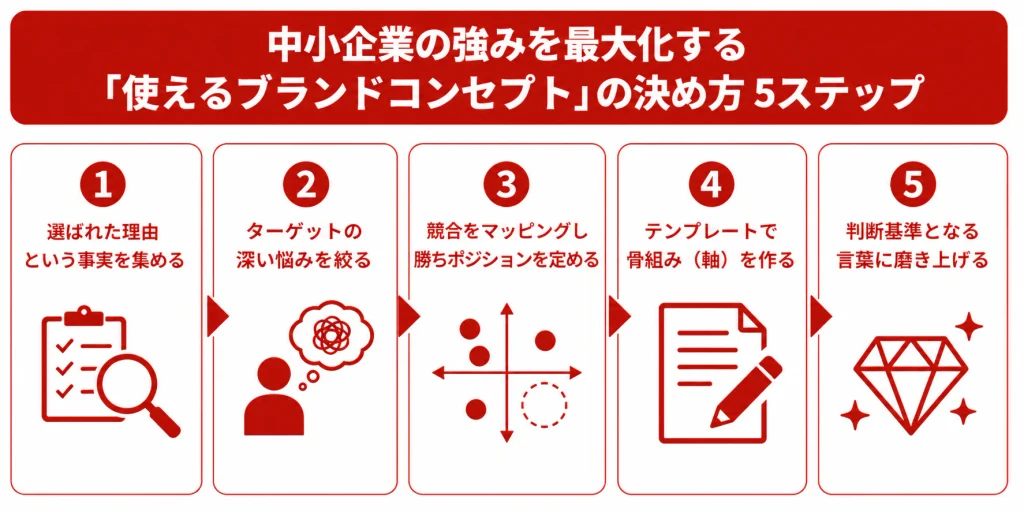 中小企業の強みを最大化する「使えるブランドコンセプト」の決め方5ステップ